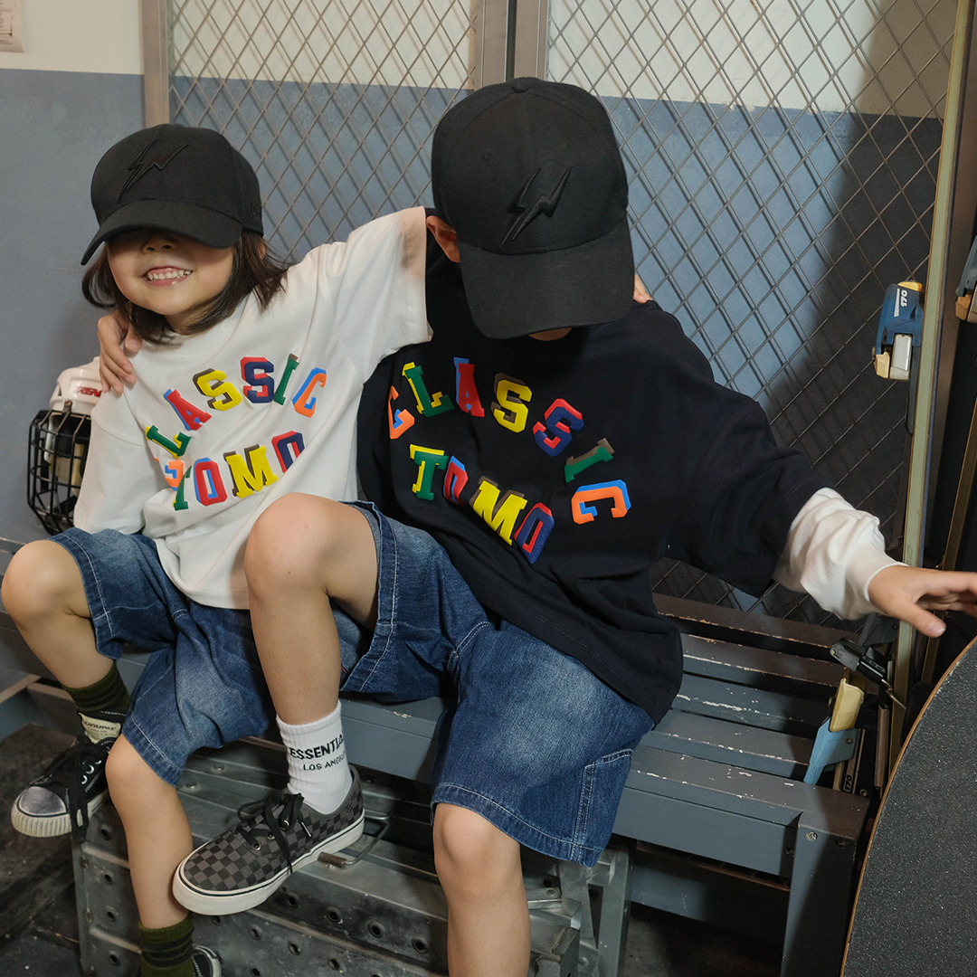 Tomokids彩虹字母发泡印花假2件长袖T恤