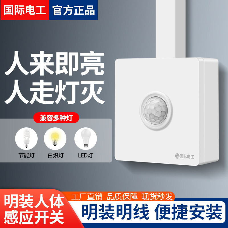 国际电工人体感应开关明装明线图片