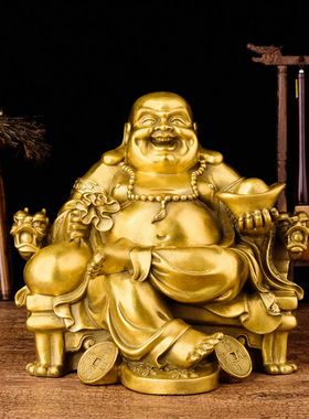 铜弥勒佛汽车摆件工艺品