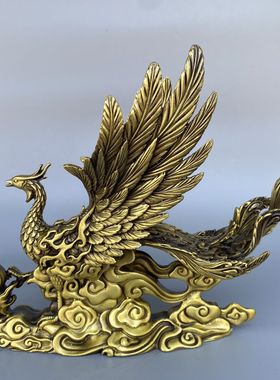 黄铜凤凰摆件吉祥火凤凰工艺品
