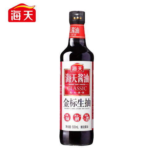 海天金标生抽 500ml pet瓶家用黄豆酿造酱油晾晒蘸料炒菜凉拌调味