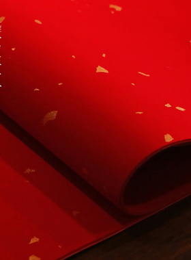 问心堂万年红作品纸四尺对开加厚大红半生熟宣洒金毛笔书法写字红纸结婚用红色双面折纸剪纸空白手写对联纸