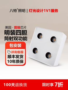 咬客厅大胆灯表面安装 无主 卧室主灯4头超薄Led射灯集成天花板安装