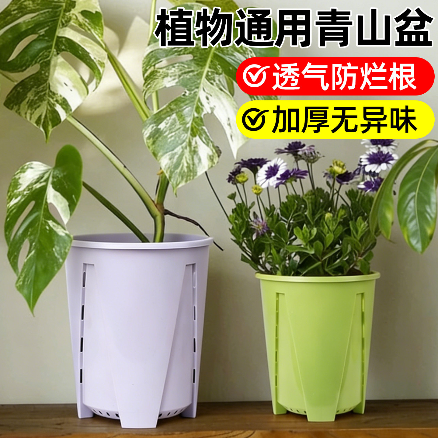 青山三代透气控根盆加厚树脂大号兰花龟背竹热植专用塑料花盆家用图片