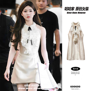 赵露思同款miu系富家千金风连衣裙女夏季气质高级感无袖A字短裙