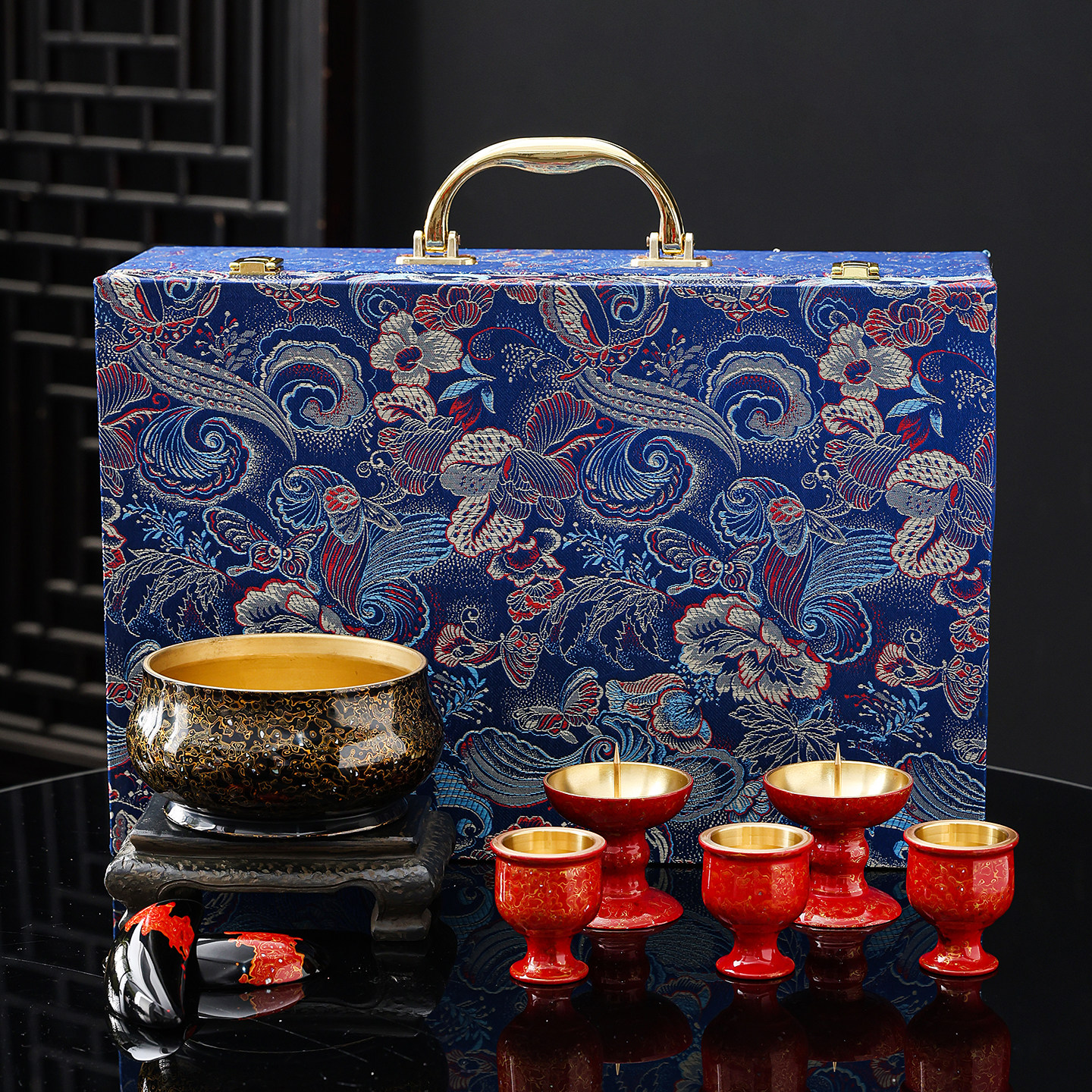 非遗手工大漆黄铜佛具用品高端