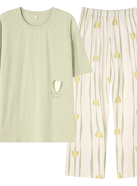 利工民春夏季女款纯棉AB套装圆领免穿内衣家居服短袖休闲简约睡衣