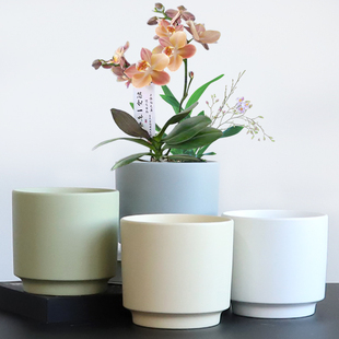 新款花盆陶瓷北欧家用带托文心兰蝴蝶兰专用ins风多肉绿植盆清仓