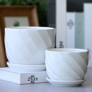 陶瓷花盆带托盘特大号大号组合创意多肉室内家用吊兰绿萝盆清仓