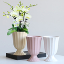 简约陶瓷花盆高款 带托盘文心兰梦香兰蝴蝶兰专用盆吊兰多肉绿植盆