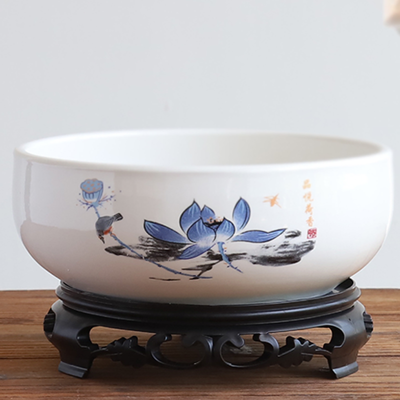 水培花盆陶瓷大号铜钱草睡莲一叶莲碗莲金钱草专用盆无孔水仙花盆