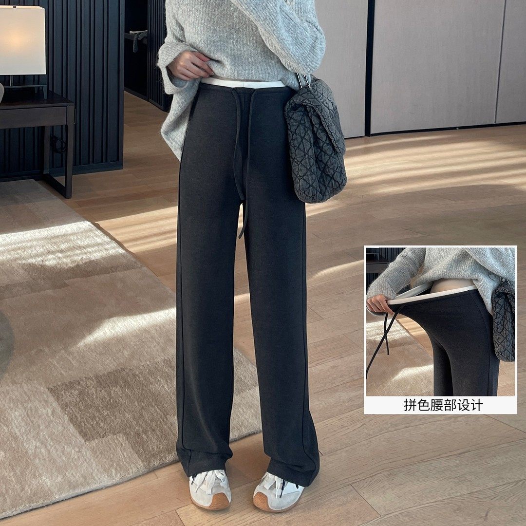 羊毛空气层秋冬孕妇阔腿裤显瘦垂感百搭慵懒拼色腰头直筒休闲裤,孕妇装/孕产妇用品/营养,孕妇休闲裤,淘宝优惠券,粉丝福利购,淘宝优惠卷