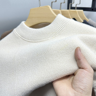 【一体绒】雪尼尔毛衣男士加绒加厚新款半高领冬季保暖针织打底衫