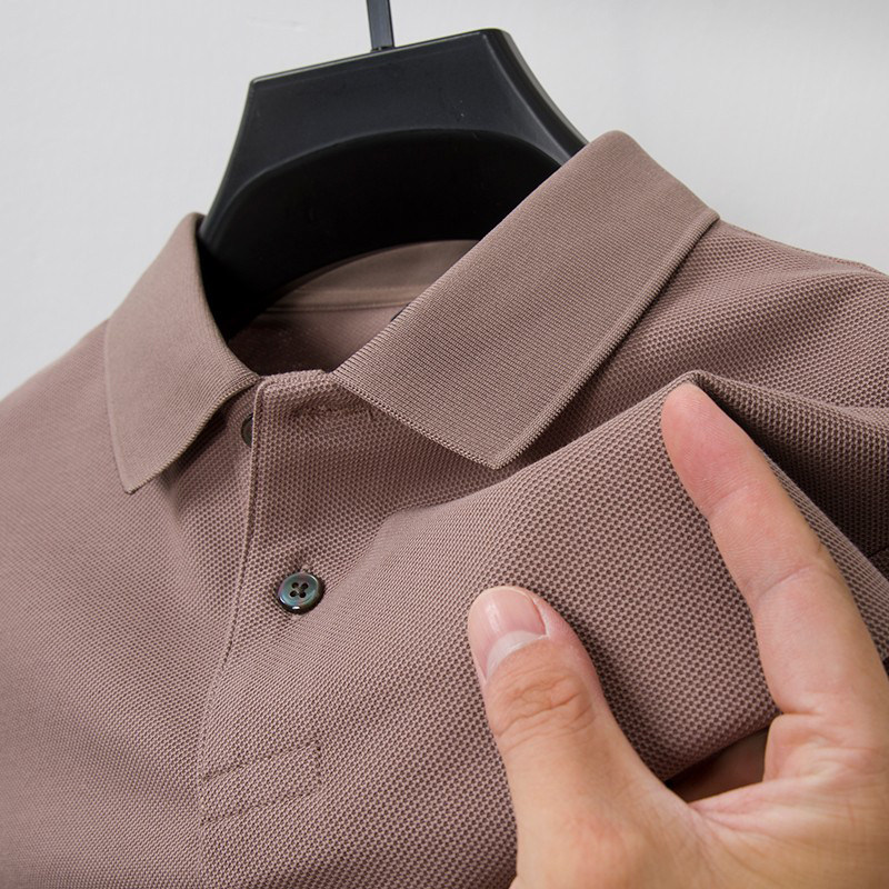 丝光棉高端净版男士polo衫春秋季纯棉翻领商务休闲纯色长袖T恤男
