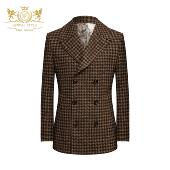 本派羊毛大衣男高档英伦双排扣海军大衣短款 男士 毛呢外套PeaCoat