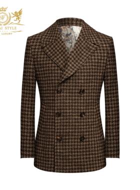 本派羊毛大衣男高档英伦双排扣海军大衣短款男士毛呢外套PeaCoat