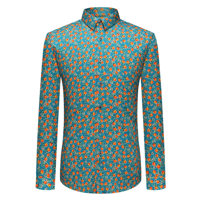 本派碎花衬衫男长袖新款韩版时尚潮流修身高级感男装休闲衬衣潮流