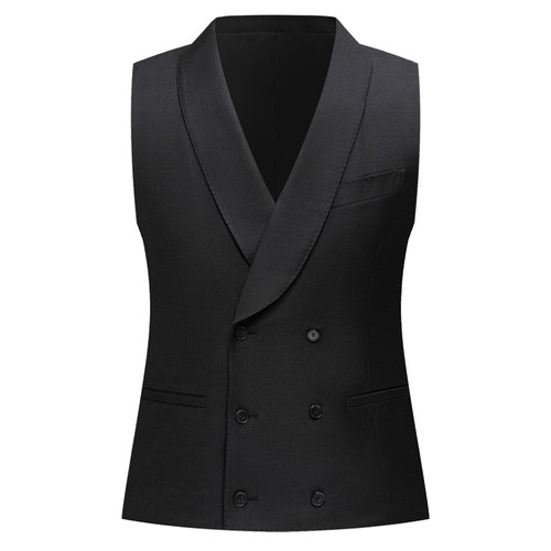 本派商务青果领纯羊毛西装马甲