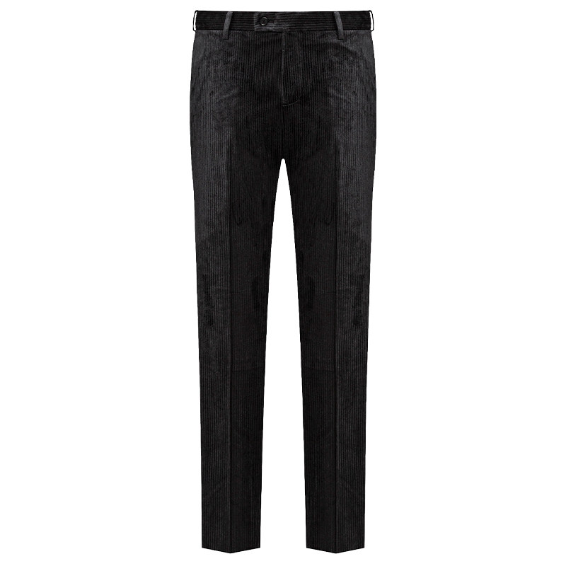 本派黑色灯芯绒西装裤男新款欧美简约修身坠感休闲西裤男商务正装