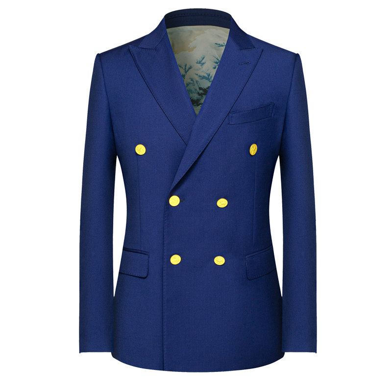 本派双排扣戗驳领羊毛西装外套男