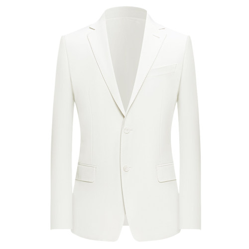 本派商务休闲男士白色西装修身纯羊毛