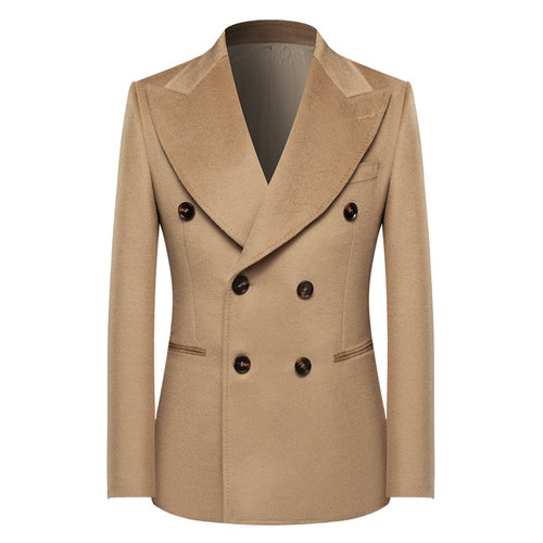 本派意式宽驳领羊绒西装外套男