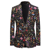 本派休闲西装 男个性 印花演出服花之夜ins痞帅西服男主持人礼服男