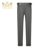 男士 高腰垂感冰丝休闲灰色裤 夏季 那不勒斯双褶意式 子 薄款 本派西裤