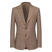 西服外套潮 英伦风单排扣戗驳领男士 本派苏格兰格纹休闲西装 男新款