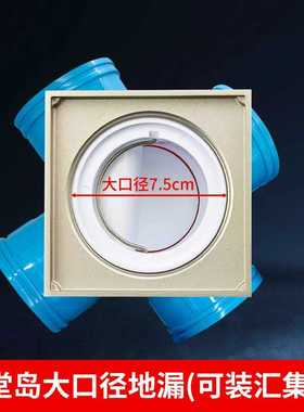 天堂岛清扫90下水口全铜75大口径地漏 大流量易通 SPM 汇集器专用