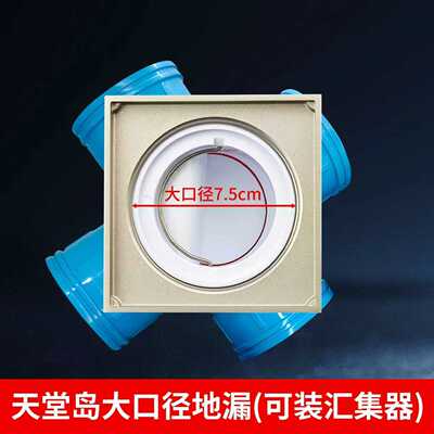 天堂岛清扫90下水口全铜75大口径地漏 大流量易通 SPM 汇集器专用