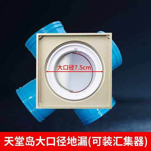 天堂岛清扫90下水口全铜75大口径地漏 大流量易通 SPM 汇集器专用
