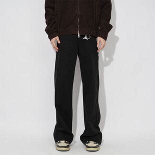 显瘦痞帅黑色裤 子直筒工装 裤 秋冬休闲裤 修身 潮牌男款 POCKET美式