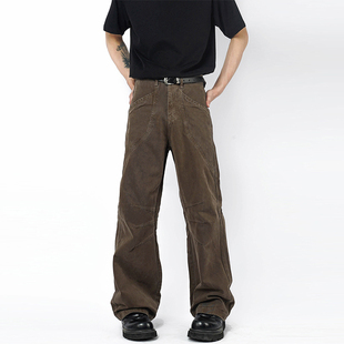 裤 潮牌男女裤 子宽松休闲裤 薄款 复古棕色直筒工装 夏季 POCKET美式