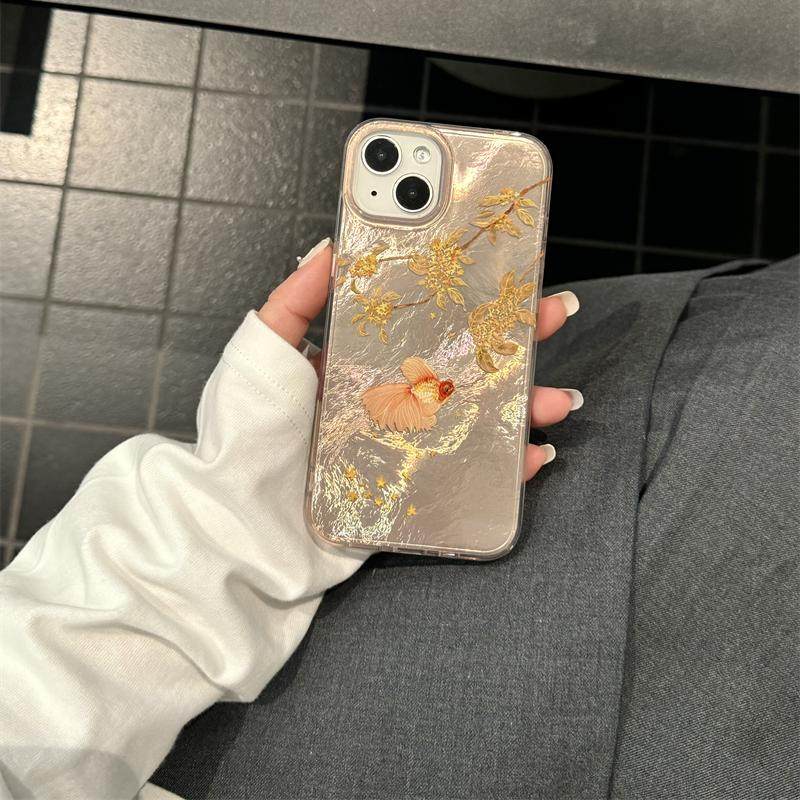 ins小众高级感新中式国风桂花金鱼16promax适用iphon