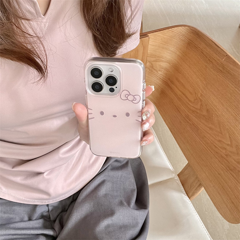 日韩ins可爱简约手绘粉色头像猫咪17promax适用iphone16pro圆边双层磨砂不沾指纹15手机壳14硬壳防摔苹果13女