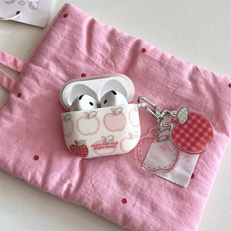 日韩ins可爱甜美小清新红线条苹果吊坠airpods1/2代苹果