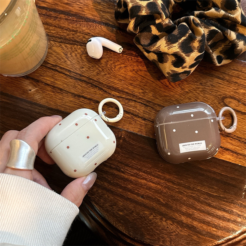 秋冬韩系ins复古简约波点棕色米白pro3软壳airpods1/2代苹果无线蓝牙耳机套pro2新款少女3代保护套4代防摔女,3C数码配件,耳机保护套,淘宝优惠券,粉丝福利购,淘宝优惠卷