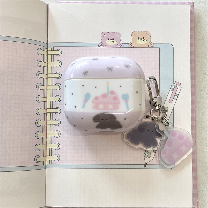 日韩ins可爱少女心卡通pro3代紫色蛋糕小狗airpods1/2代苹果无线蓝牙耳机套pro2新款少女3代保护套4代防摔软