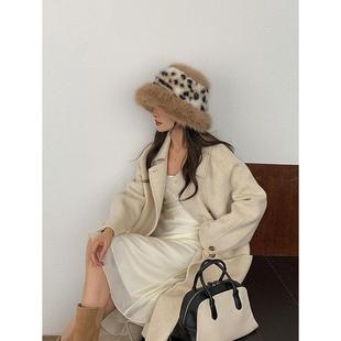 韩版时尚网红毛绒豹纹渔夫帽女东北保暖防寒护耳帽仿皮草帽子盆帽