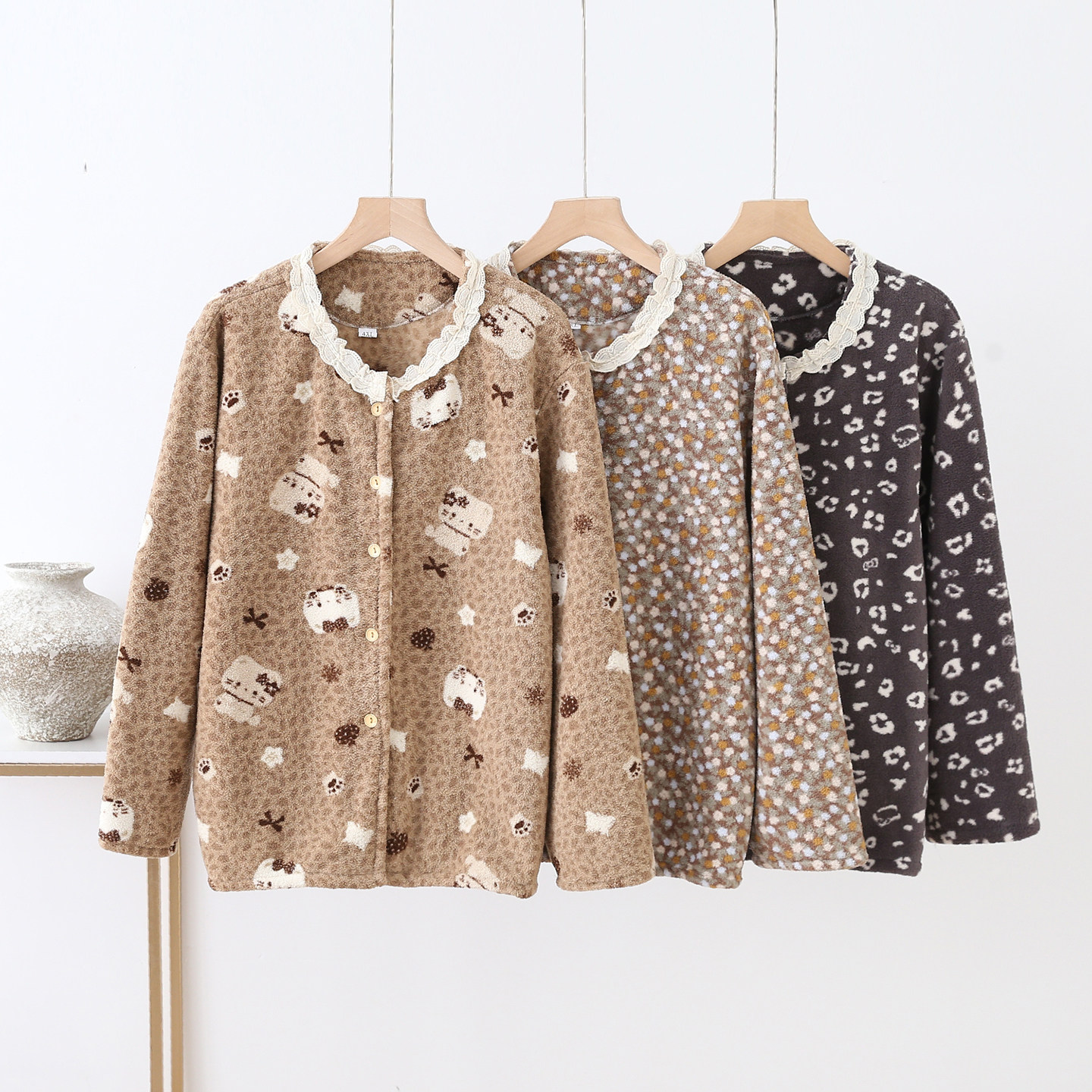 秋冬季加厚毛毛睡衣珊瑚绒家居服