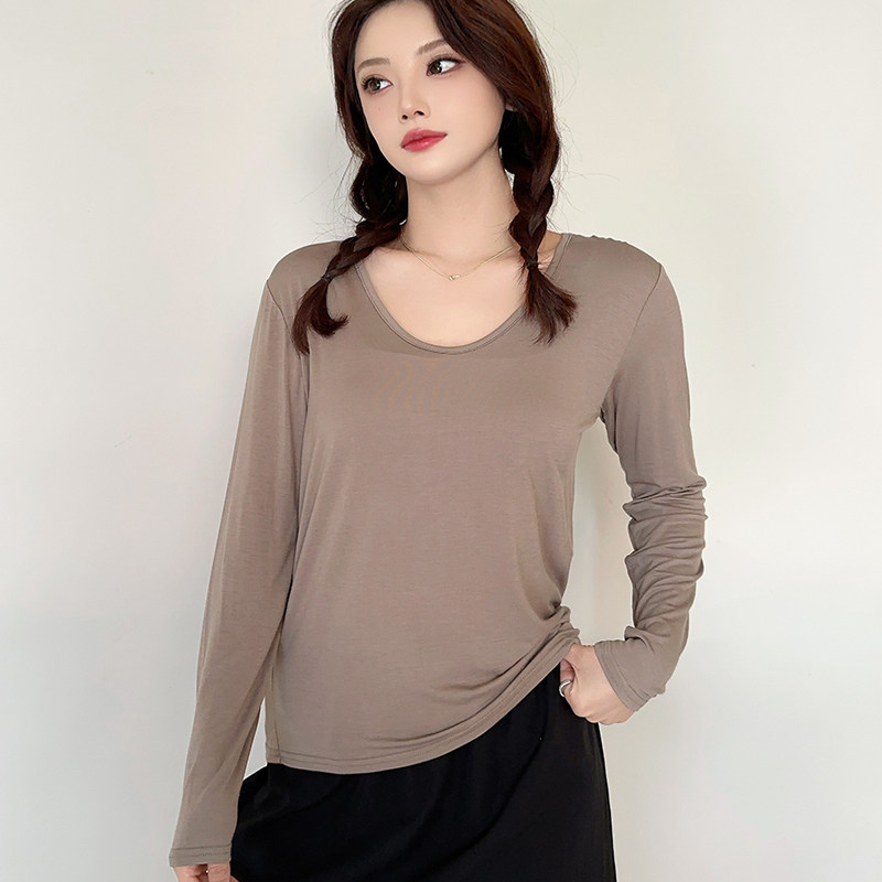 2025新款莫代尔长袖T恤上衣大码