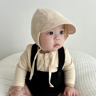 婴儿帽子春秋款新生宝宝系绳护耳包头帽婴幼儿可爱超萌小月龄胎帽
