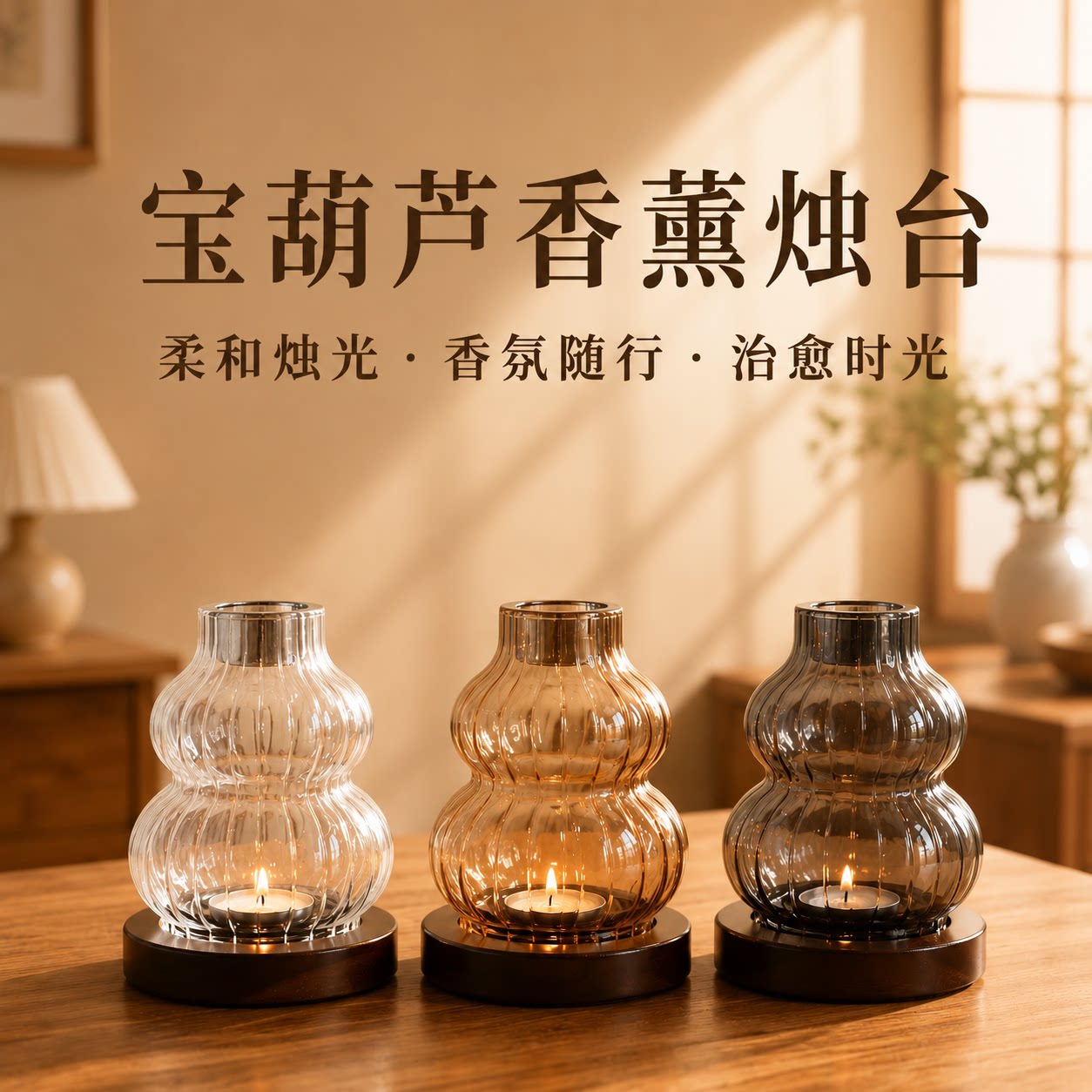 宝葫芦沉香熏香炉玻璃熏香炉家用檀天然香料香熏隔火炉蜡烛熏香灯