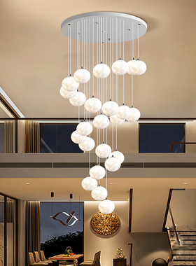 楼梯吊灯北欧创意个性3D月球旋转loft客厅长吊灯现代简约长吊灯具