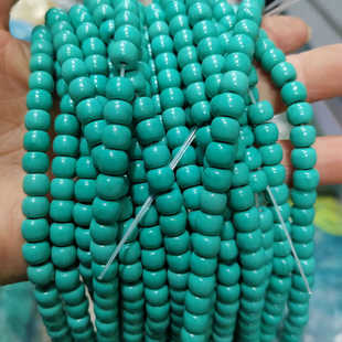 高瓷绿松石鼓珠散珠 5*7mm蓝松隔珠手串项链半成品配件手工材料