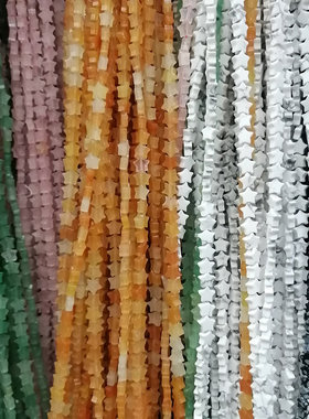 天然石小星星6mm通孔五角星绿黄粉白黑蓝散珠手链项链diy饰品配件