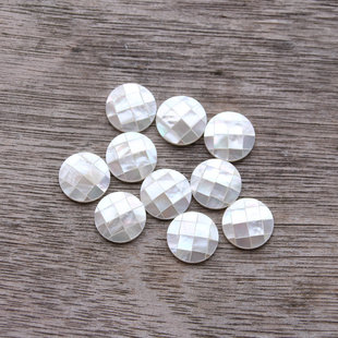 天然白蝶贝圆形拼接马赛克戒面17mm贝壳鼓面底平镶嵌粘贴饰品配件