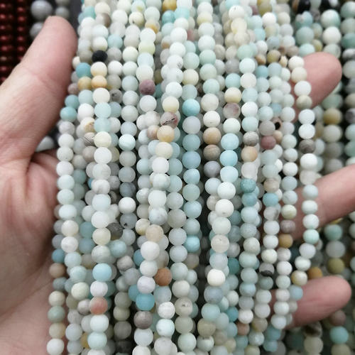 天然亚马逊磨砂圆珠4-12mm哑光花色浅绿圆珠手链项链手工配件diy