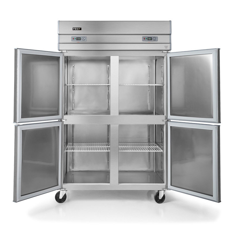 fest四门冰箱 四门冷柜 冰柜商用双机双温立式冷藏冷冻厨房冰箱